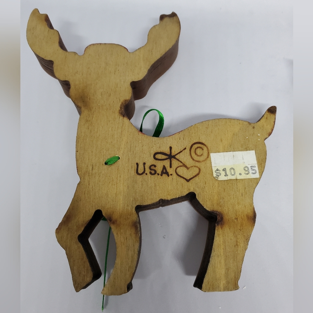 Sheila's Collectibles Vtg Wood Reindeer Figures Primitive Rustic Christmas 5.25" - Picture 13 of 14